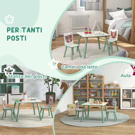 Kids Table and Chairs Set Green Zonekiz