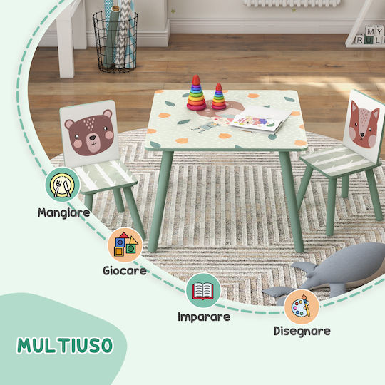 Kids Table and Chairs Set Green Zonekiz