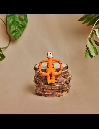 Matchstick Monkey Tiger Teething Ring Teething Relief Made of Rubber for 3 m+