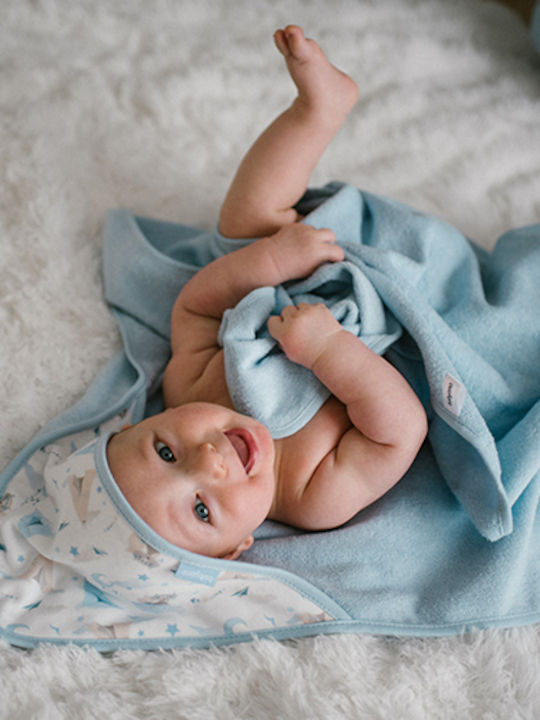 Babyono Baby Hooded Towel Terry Blue Blue 100x100cm