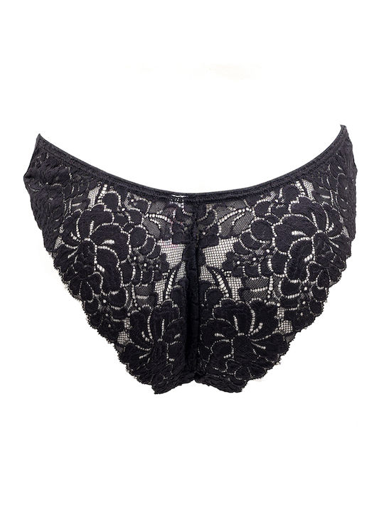 Fay Lingerie Damen Brasilien mit Spitze Schwarz