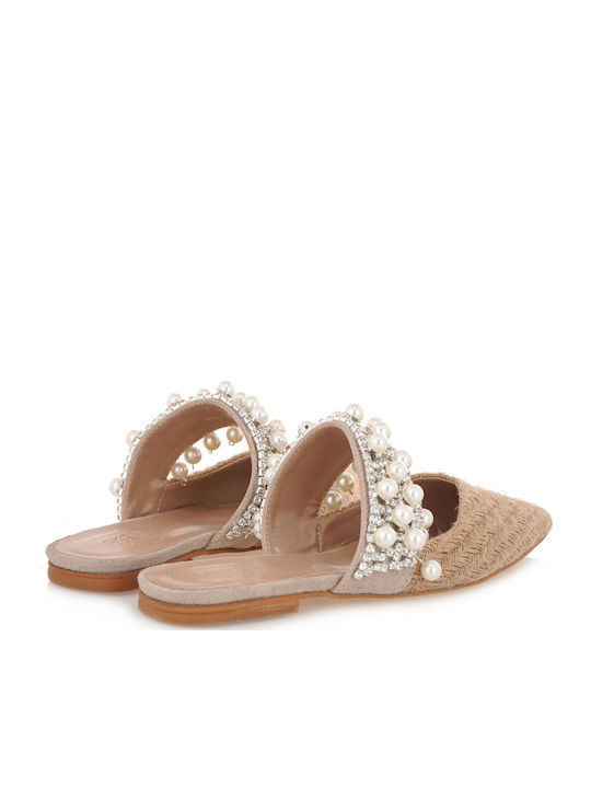 Flat Mules σε Μπεζ Χρώμα