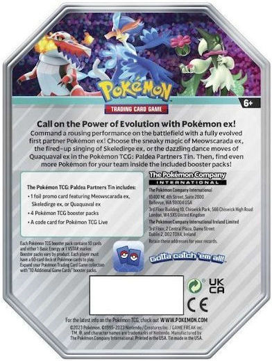 Pokemon Paldea Partners Tin Skeledirge Ex