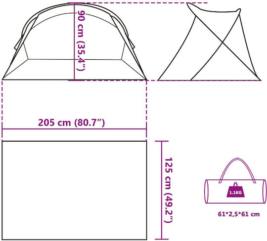 vidaXL Лятна Къмпинг Сцена Сива 205x125x90см