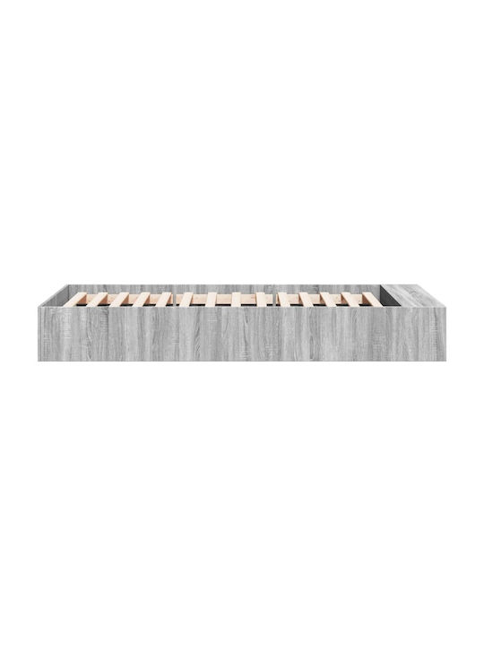 Suport Pat Single Din Lemn Gri Cu Plăci Pentru Saltea 100x200cm