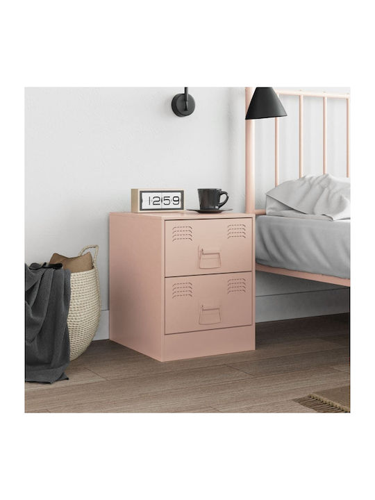 Metal Bedside Table Pink 34.5x39x44cm