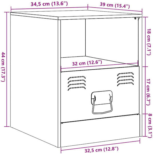 Noptiere Metalice Galbene 2buc 34.5x39x44cm