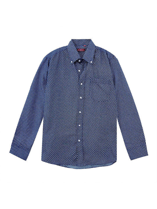 Ustyle Men's Shirt Long Sleeve Cotton Blue