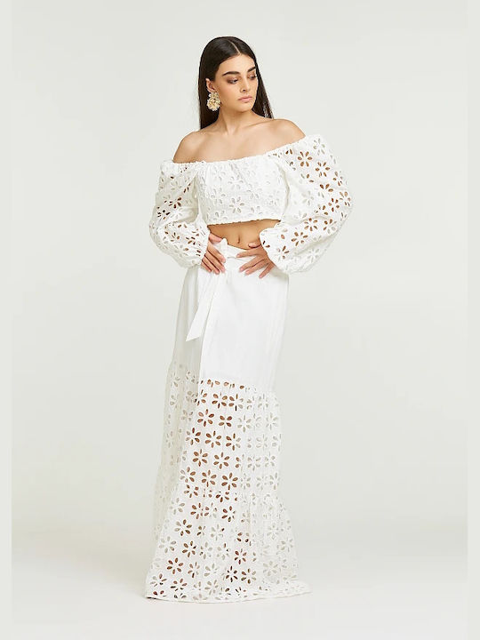 Lynne Γυναικεία Μπλούζα Off-Shoulder Λευκή