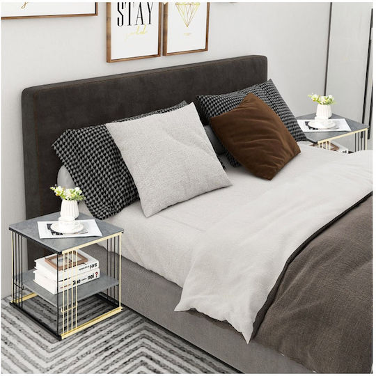 Square Side Table Wooden Metal M39xL39xH45cm
