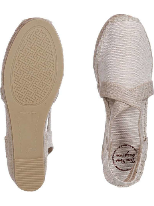 TERRA-V Women's Fabric Platform Espadrilles Beige