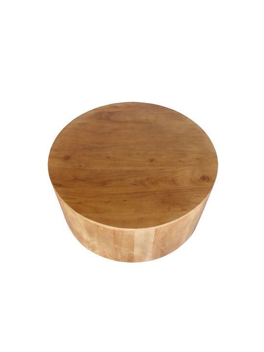 Round Coffee Table Tulum from Solid Wood Natural L80xW80xH35cm.