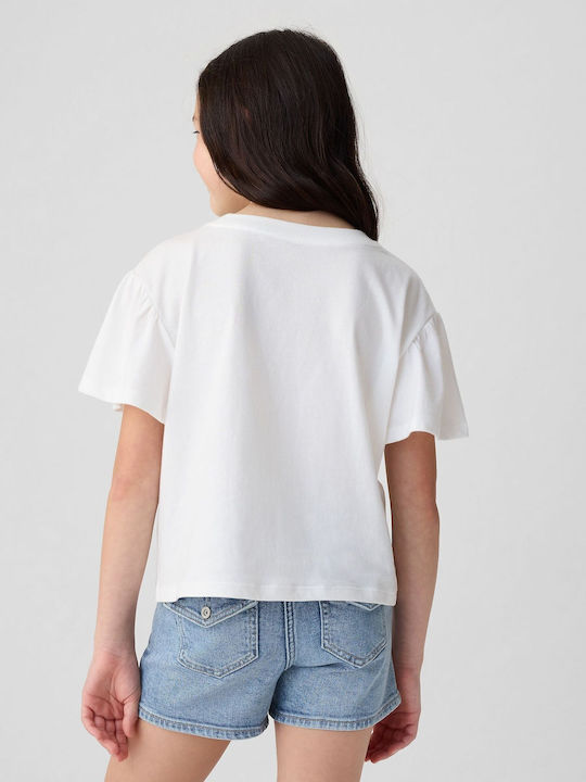 GAP Kids Blouse Short Sleeve White Logo Flutter