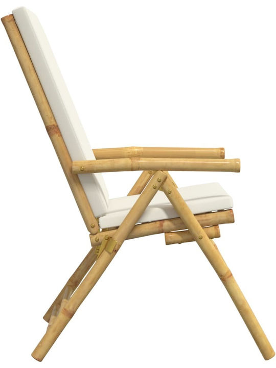 Outdoor-Stuhl Bamboo Cream mit Kissen 4Stück 77x55x99εκ.