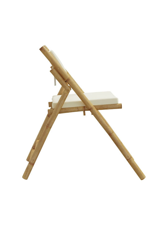 Outdoor-Stuhl Bamboo Cream mit Kissen 4Stück 59x51x87εκ.