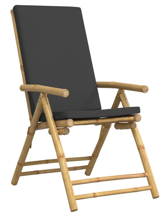 Outdoor-Stuhl Bamboo Grey mit Kissen 3Stück 45x45εκ.