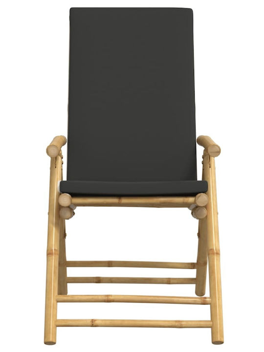 Outdoor Chair Bamboo Grey with Cushion 3pcs 45x45x45cm