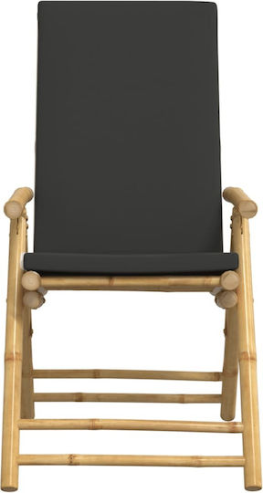 Outdoor Chair Bamboo Grey with Cushion 3pcs 45x45x45cm