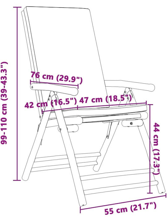 Outdoor-Stuhl Bamboo Grey mit Kissen 3Stück 45x45εκ.