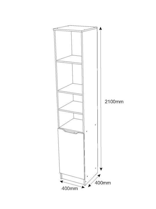 Βιβλιοθήκη Δαπέδου Ξύλινη Γκρι 40x40x210cm