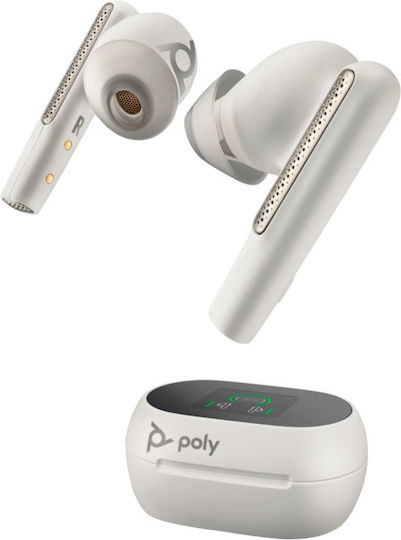 Poly Voyager Free 60+ UC In-ear Bluetooth Handsfree Earphones with Charging Case White Sand