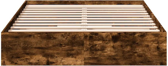 Κρεβάτι King Size Ξύλινο Καφέ με Τάβλες για Στρώμα 200x200cm