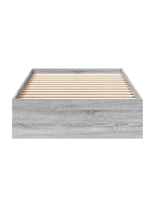 Einzelbett aus Holz Grau mit Lattenrost für Matratze 90x190cm