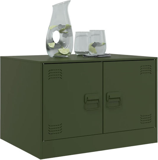 Masă Laterală Rectangulară Metalică Verde Măsliniu L67xL50xÎ44cm