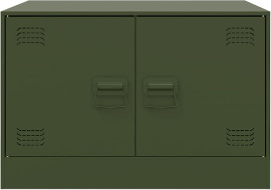 Masă Laterală Rectangulară Metalică Verde Măsliniu L67xL50xÎ44cm