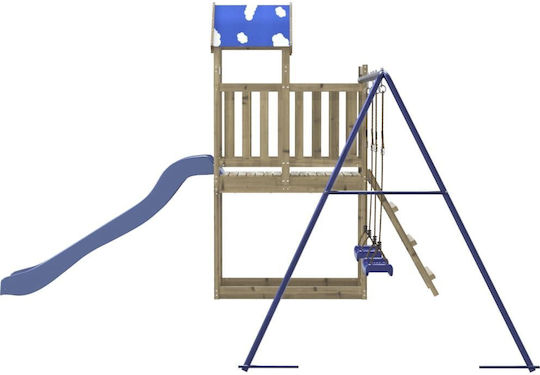 vidaXL Holzturm mit Kletterfläche Braun
