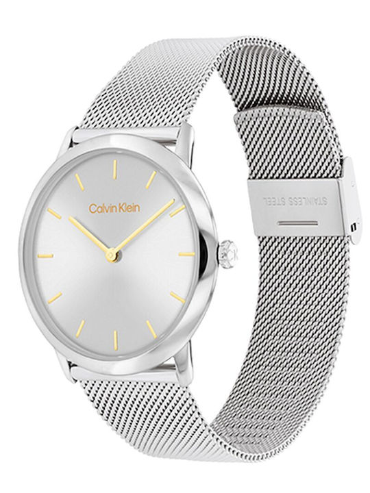 Calvin Klein Exceptional Ανδρικό Ρολόι 37mm Χρονογράφος Μπαταρίας με Ασημί Μεταλλικό Μπρασελέ