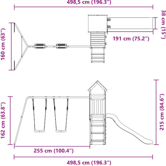 vidaXL Wooden Tower Brown