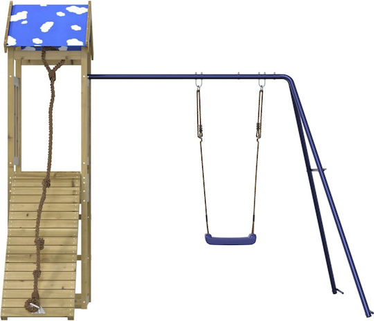 vidaXL Holzturm mit Kletterfläche Braun