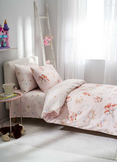 Vesta Home Kinderbettlaken Set Baumwolle Tiara Rosa 170x260cm 3 Stück