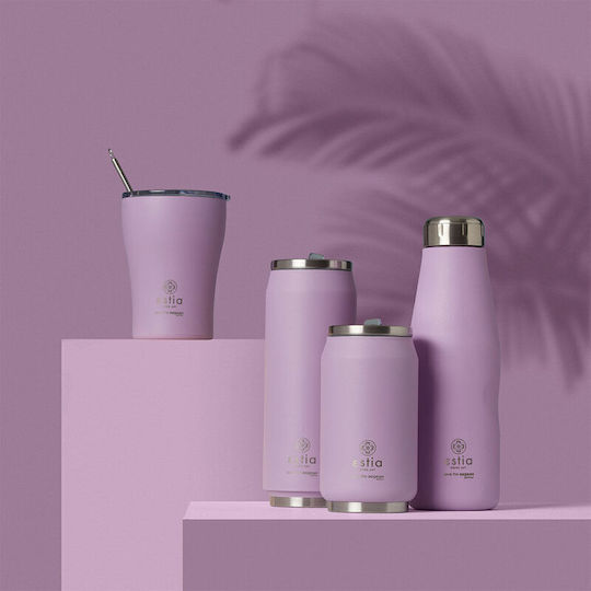 Estia Travel Flask Save the Aegean Recyclable Bottle Thermos Stainless Steel 750ml Lavender Purple
