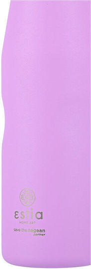 Estia Travel Flask Save the Aegean Recyclable Bottle Thermos Stainless Steel 750ml Lavender Purple