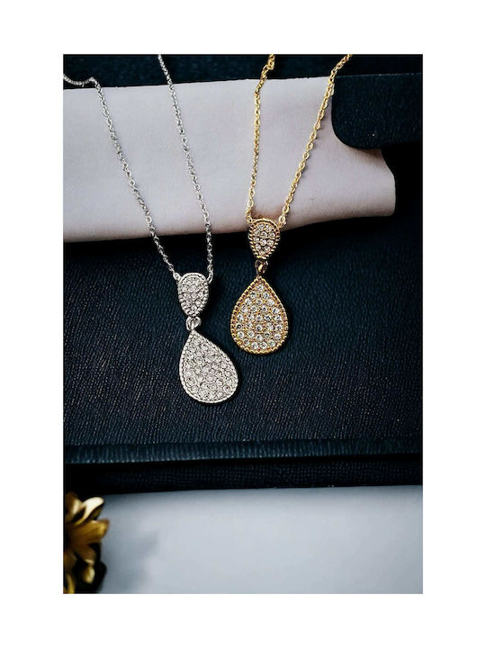 Necklace Double with design Tear from Gold Plated Steel