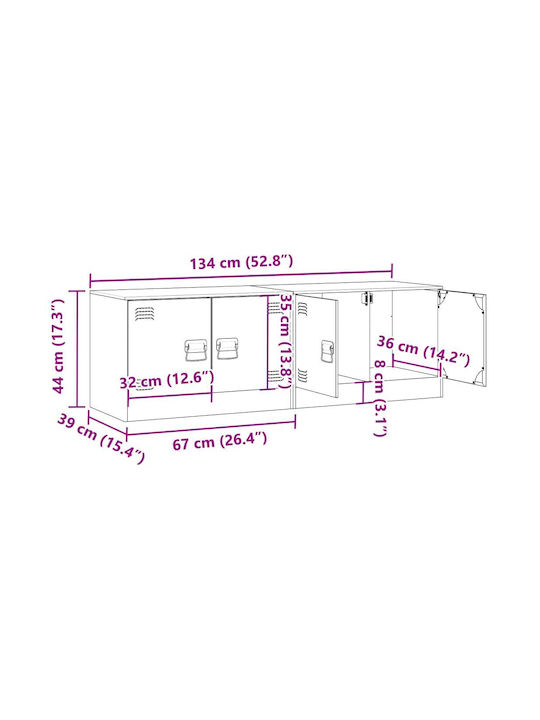 Wohnzimmer TV-Einheit Charcoal L67xB39xH44cm