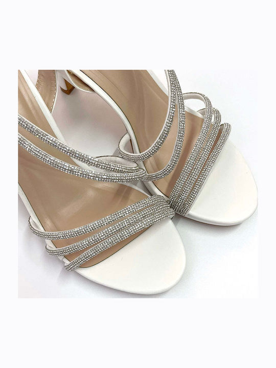 Sandalen mit Strass Weiß