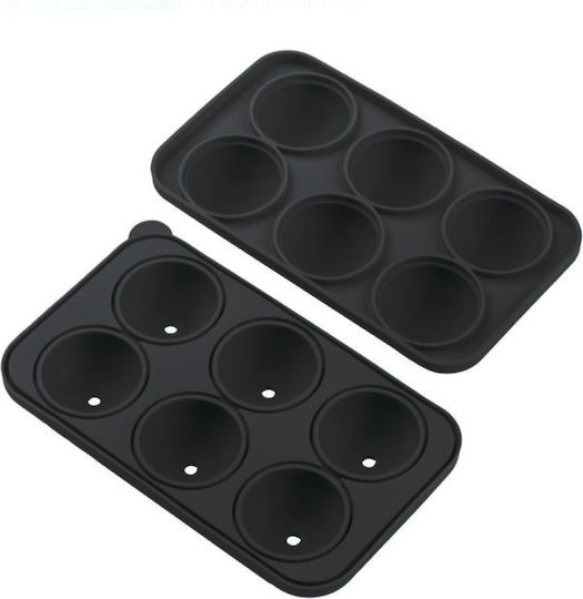 Ice Cube Mold Round Silicone 6 Slots Black 107574