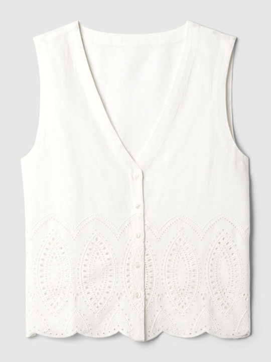 GAP Women's Vest with Buttons White