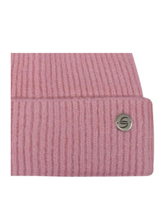 Beanie Γυναικείος Σκούφος Πλεκτός σε Ροζ χρώμα