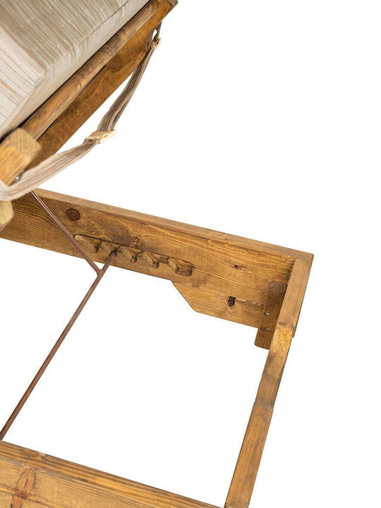 Liegestuhl-Bett Einzel Chizu Holz mit Kissen Grün 70x200x22cm.