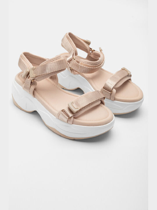 Women's Flat Sandals Sporty in Beige Color