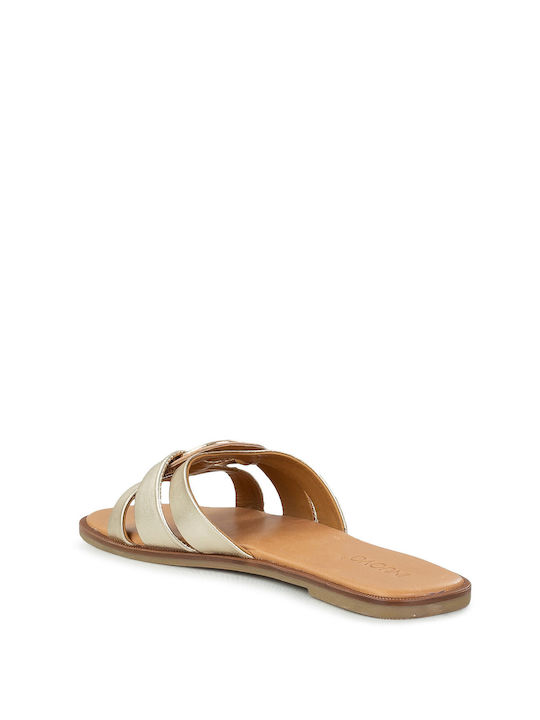 Women's Flat Sandals in Gold Color