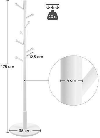 Songmics Cuiere de podea Lemn Alb 165cm
