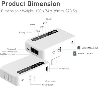 GL-iNet GL-XE300 Drahtlos 4G Tragbarer Hotspot Wi‑Fi 4