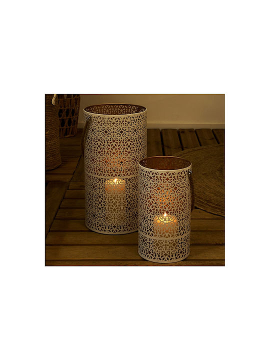 The Home Deco Factory Σετ Φαναράκια Μεταλλικά Επιτραπέζια Λευκά 2τμχ