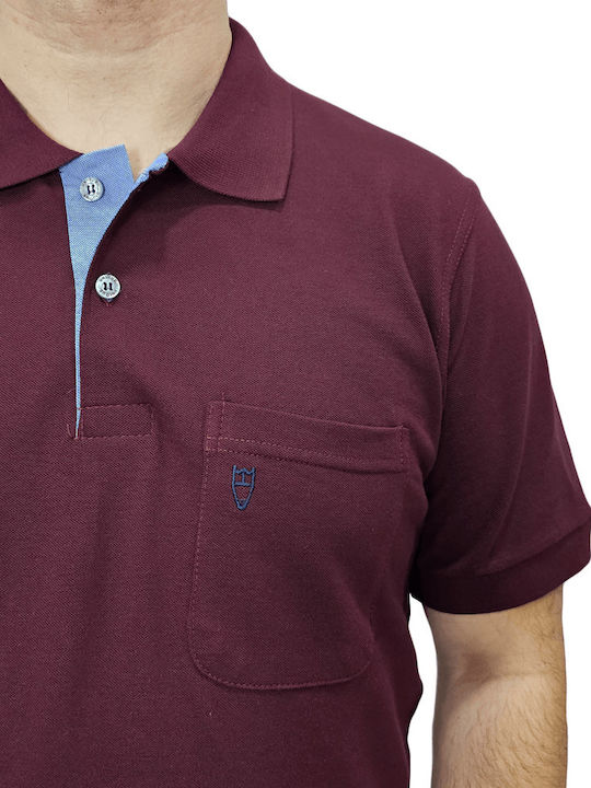 Unique Bluza Bărbătească cu Mânecă Scurtă Polo BORDO 401PSS-04