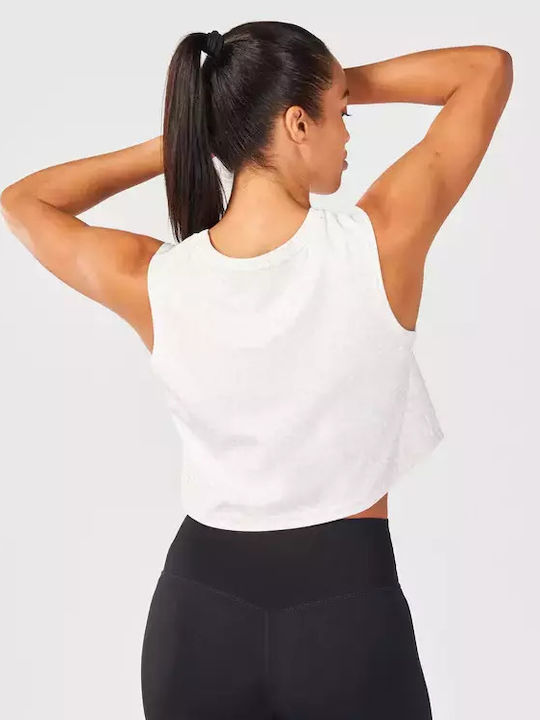 Bluze Damă Sport Crop Top Fără Mânecă Pearl White
